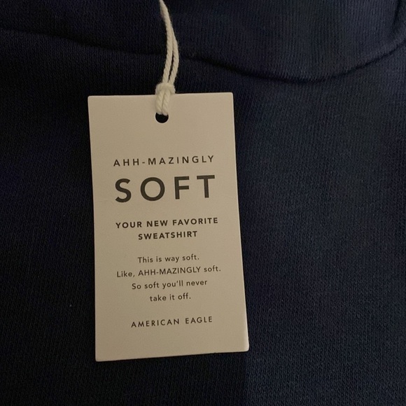 NWT American Eagle AHH-MAZINGLY soft blue and white color block sweatshirt | S - Picture 3 of 14